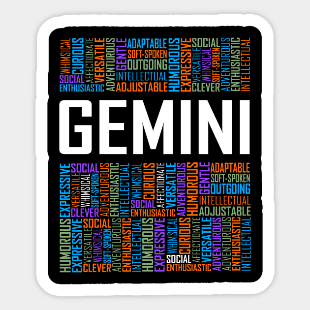 Gemini Zodiac Words Sticker by LetsBeginDesigns